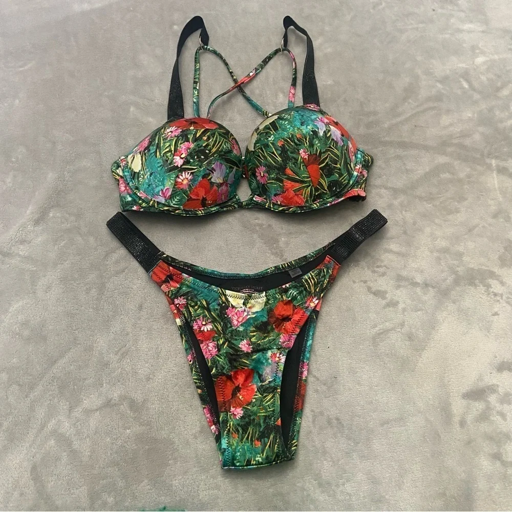 New! SET Victoria’s Secret bombshell tropical shine strap bikini 4752